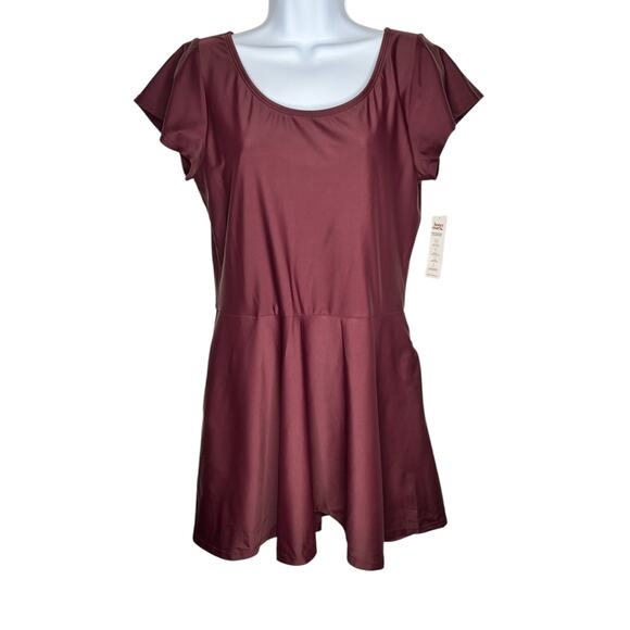 Honey Mark Swimsuit Cover Up Dress Size L Burgundy Stretch Beach Resort Vacation - Picture 1 of 5